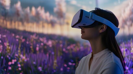 VR therapy in a calming lavender field