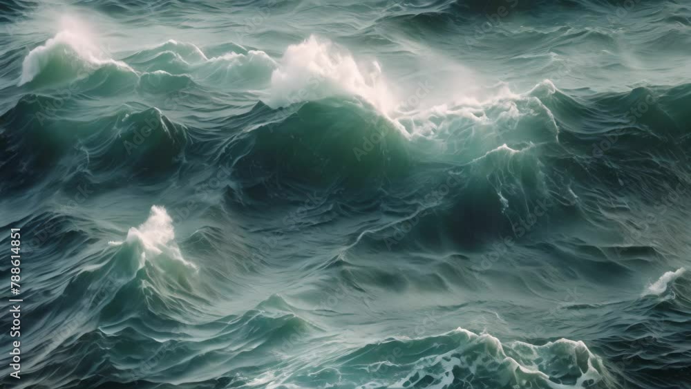 Aufkleber a massive body of water with towering waves crashing forcefully against each other, creating a turbu