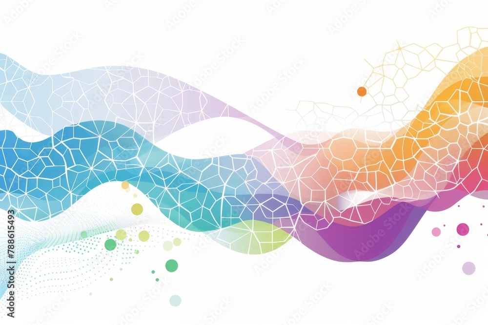 Aufkleber abstract background with hexagons and wavy lines in pastel colors for medical or technology themes i