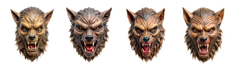werewolf mask isolated on transparent background, element remove background, element for design