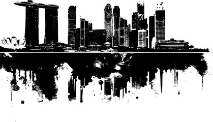 Obraz premium Singapore Skyline in Pastel Colors, Soft and Serene