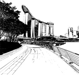 Minimal Lines Drawing of Singapore City, Subtle and Refined
