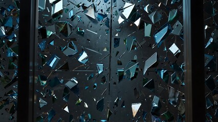 close-up of broken glass texture - obrazy, fototapety, plakaty
