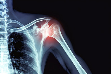 X-ray of Fracture at neck of humerus (arm bone) - obrazy, fototapety, plakaty