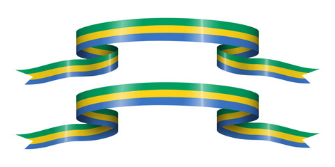 set of flag ribbon with colors of Gabon for independence day celebration decoration