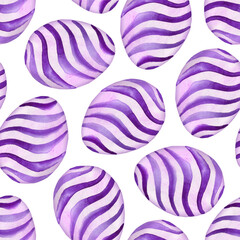 Watercolor purple egg pattern for Easter egg hunt. Hand painted illustration
- 788619211
