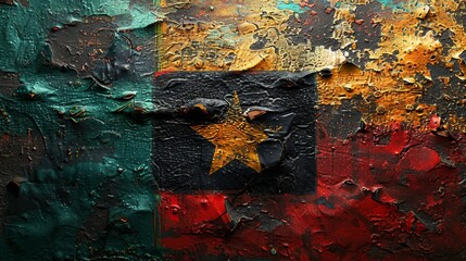 Background in African colors, yellow, green, red and black . Background symbolizing the abolition of slavery in the USA - obrazy, fototapety, plakaty