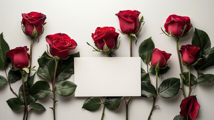 card and roses on a pristine white background, capturing the essence of love and floral beauty