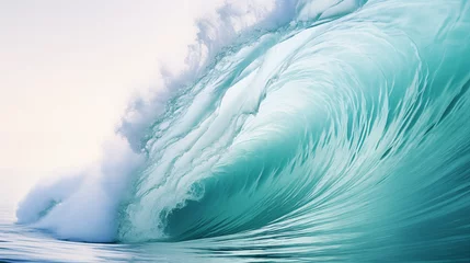 Fototapeten Grande vague, rouleau dans l'océan. Mer déchainée, écume. Eau en mouvement. Surf.  © FlyStun