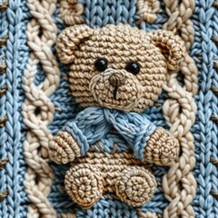 Knitted Teddy bear seamles pattern background - 788621082
