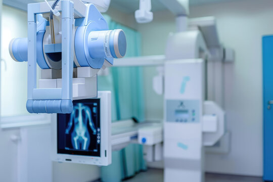 Close up of a X-ray machine and radiology room equipment