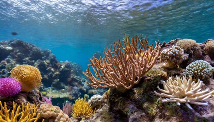 Naklejka na ściany i meble background of coral reef underwater with copy space ocean sea 