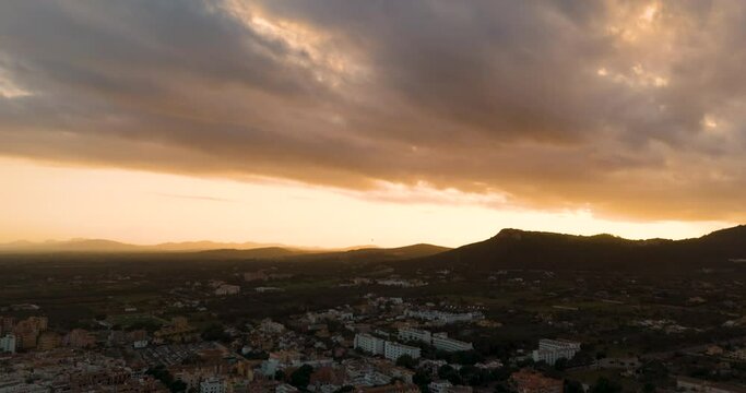drone aerial from the city of calla millor at Mallorca