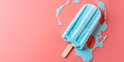 Blue Raspberry Ice Pop on Colorful ice creams isolated on pink background - obrazy, fototapety, plakaty