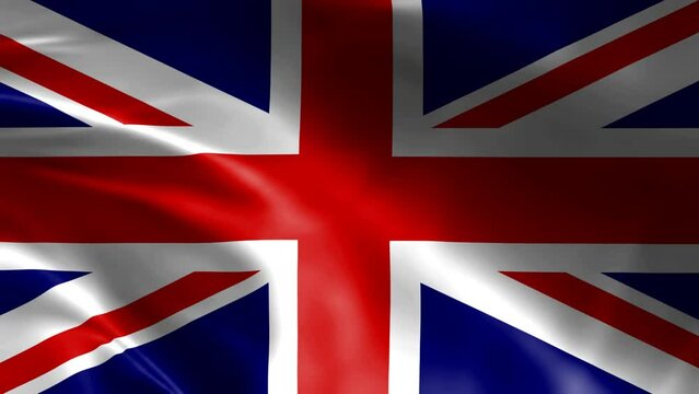 Flag of United Kingdom waving on the wind, Union Jack flag 4k animation, motion footage, including Alpha channel, Visual Effects Element.