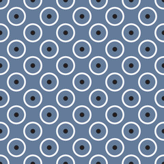 Tile vector pattern with black and white polka dots on navy blue background - 788622860