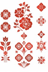 Red flowers on white background