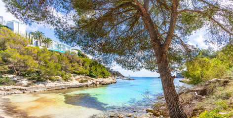 Panoramic view of mallorca coastline on a sunny summer day - 788623699