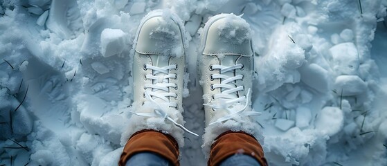 Winter Wonderland Footwear - A Frosty Fashion Statement. Concept Winter Fashion, Footwear, Holiday Style, Snowy Outfits, Cold-Weather Accessories - obrazy, fototapety, plakaty
