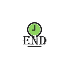 The end  time icon isolated on white background.  The end  time clock being.