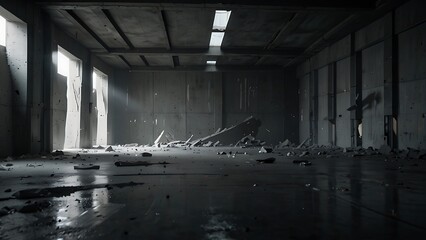 Inside an abandoned building, the destruction of the wall - obrazy, fototapety, plakaty
