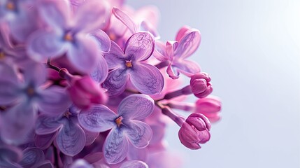 A stunning close up shot of a vibrant purple lilac flower set against a clean white background