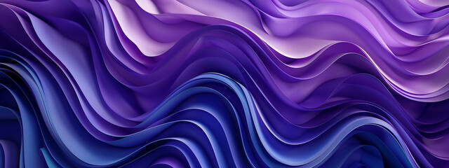 Fototapeta premium Lilac purple waves and ruffles - abstract background, horizontal banner