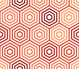Background with Hexagon Pattern. Simple stacked hexagons pattern. Red color tones. Large hexagons. Seamless pattern. Tileable vector illustration.