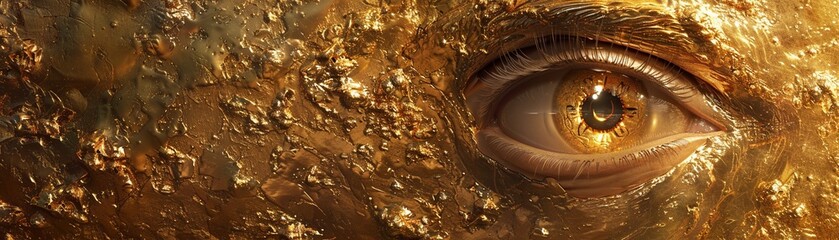 Capture the essence of golds significance in myths and cultures with a unique worms-eye perspective Illustrate the richness and allure of this precious metal - obrazy, fototapety, plakaty