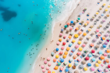 Beach with the colorful umbrellas - 788628611