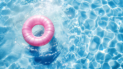 Pink swimmring on blue water surface