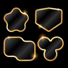 Set of elegant golden geometric frames of various shapes design