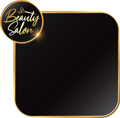 Square sign with gold beauty salon frame. Design for hair stylist and hair salon
