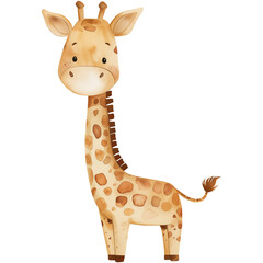 Watercolor cute giraffe illustration, Safari animal clipart - 788631627