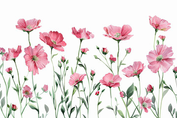 Charming vintage-style illustration of a pink wildflower, perfect for creating whimsical invitations, wall art, and romantic digital collages.