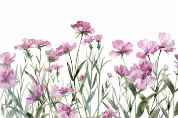 Vintage-style watercolor illustration of a pink wildflower on a white background. Perfect for rustic wedding invitations, greeting cards, and floral-themed designs.