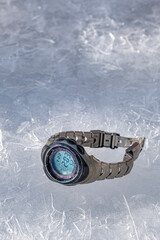 electronic watch on the ice