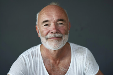 Obraz premium A bald man with a beard wearing a white shirt