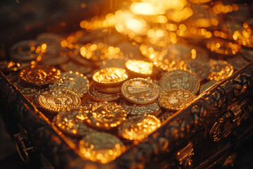 A box full of gold coins