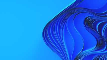 Blue layers of cloth or paper warping. Abstract fabric twist. 3d render illustration - 788634649