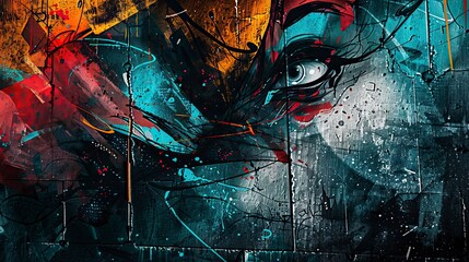 Street art background, graf, grafiti, paint, wal, modern background - Powered by Adobe
