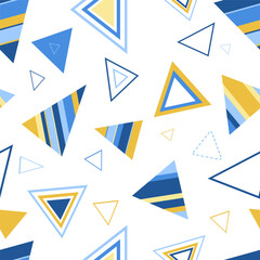 Seamless pattern of triangles. Geometric triangles. Bright seamless pattern. Design of fabric, wallpaper, wrapping paper. Vector