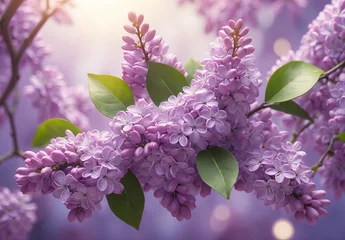 Foto op Canvas lilac flowers on a branch on a defocused background © Olena Kuzina