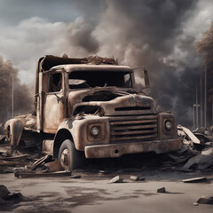 Zniszczona ciężarówka