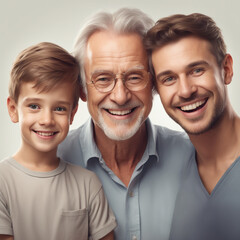 Dziadek, ojciec, syn, wnuk - obrazy, fototapety, plakaty