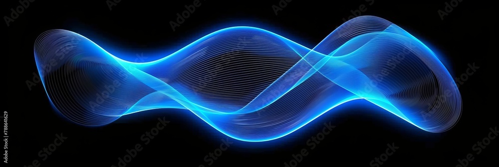 Poster Luminous Blue Waves Flowing with Graceful Energy in a Seamless Abstract Design, Generative AI