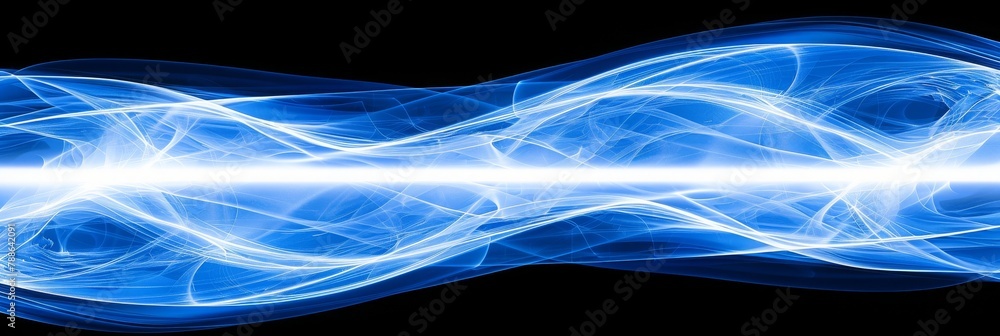 Poster Blue Sound Waves Oscillating with Frequency and Rhythm in a High-Tech Abstract Visualization, Generative AI