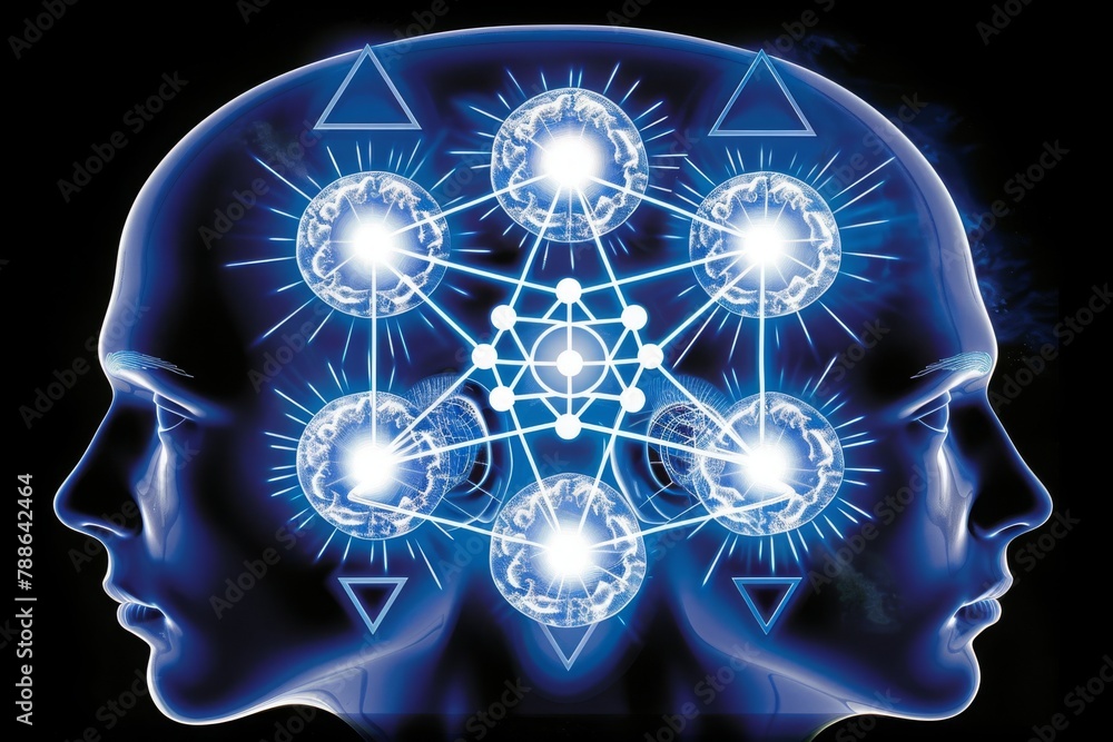 Fototapete An Abstract Depiction of Brain Connectivity and Network Intelligence in a Digital Concept, Generative AI