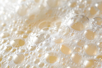Fototapeta na wymiar White foam with bubbles close up.