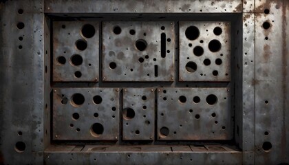 Industrial aesthetics captured in rustic metal grunge panel, generated with AI. - obrazy, fototapety, plakaty